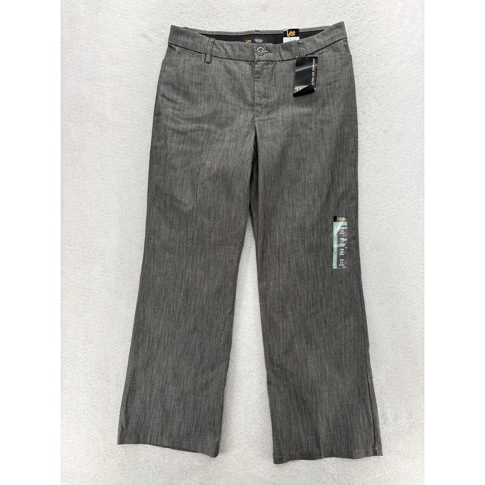 Lee Flex Motion Trouser Dress Pants Womens 12 Short Gray Twill Stretch Workwear